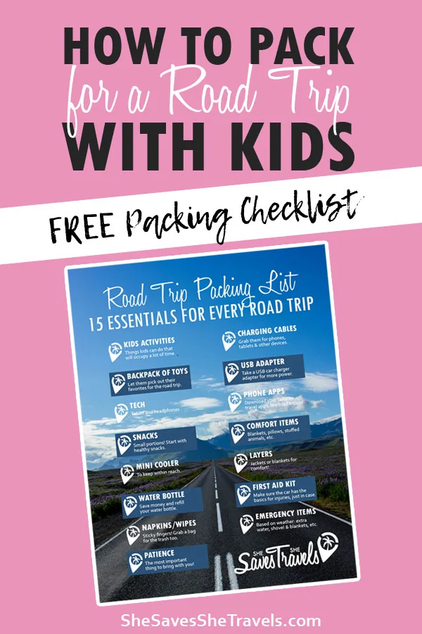 free packing checklist for a road trip with kids