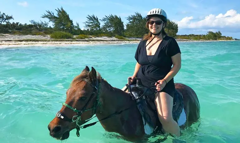 Nikki riding Provo Ponies horse Patches in the Caribbean