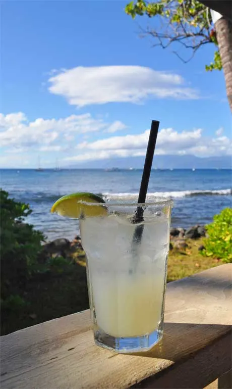 margarita with ocean in background