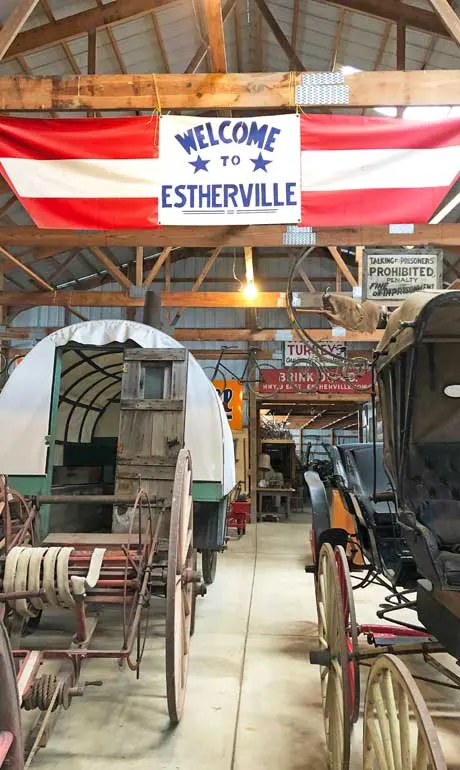 emmet county museum with horse carriage and welcome sign