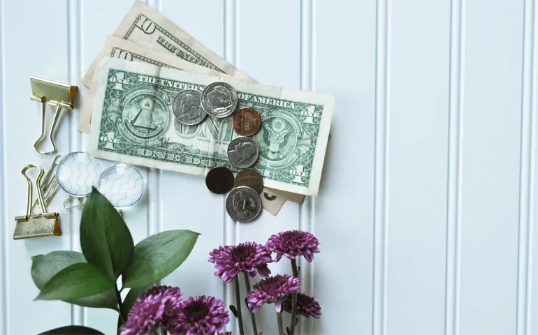 money flowers and office supplies