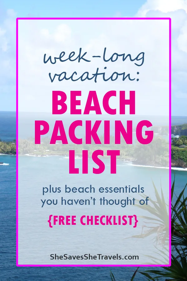 week-long vacation beach packing list free checklist