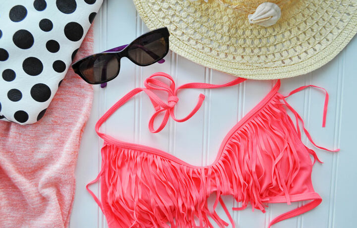 photo of bathing suit, sunglasses, hat