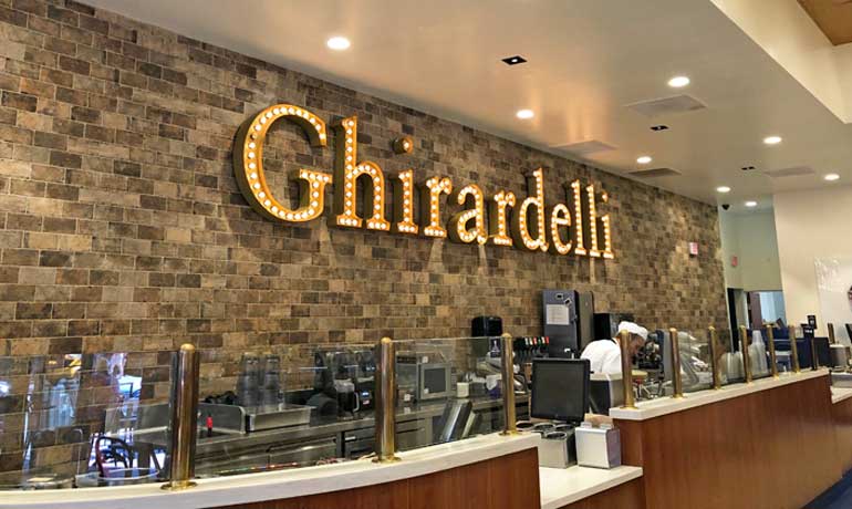 Ghirardelli ice cream shop in San Diego - view of inside