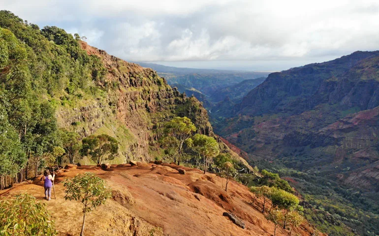 Hiking Waimea Canyon Trail with incredible views of the canyon