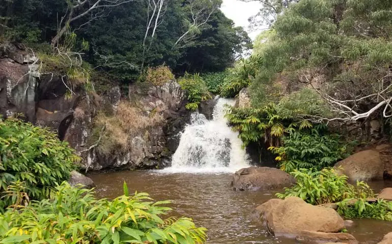 small waterfall at the top of Waipoo Falls