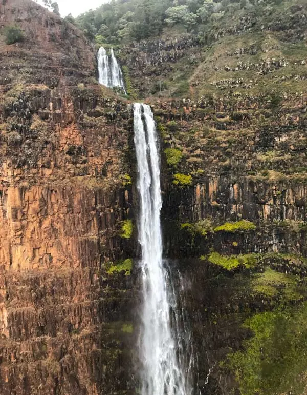 Waipoo falls on a dreary day in Waimea Canyon