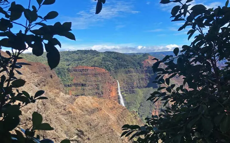 View of Waipoo Falls just before hiking the trail