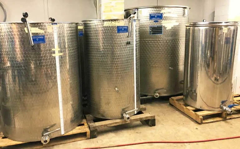 Fermentation tanks at Little Swan Lake Winery