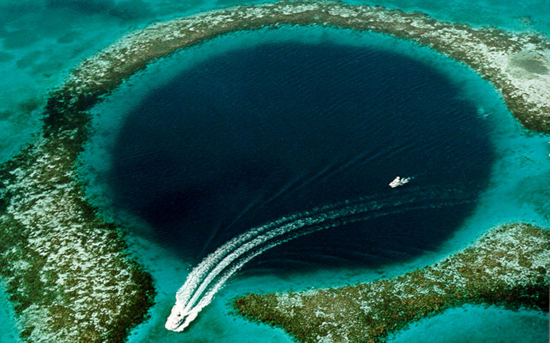 Great Blue Hole Belize Aerial shot