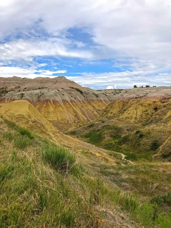 yellow mounds overlook badlands
