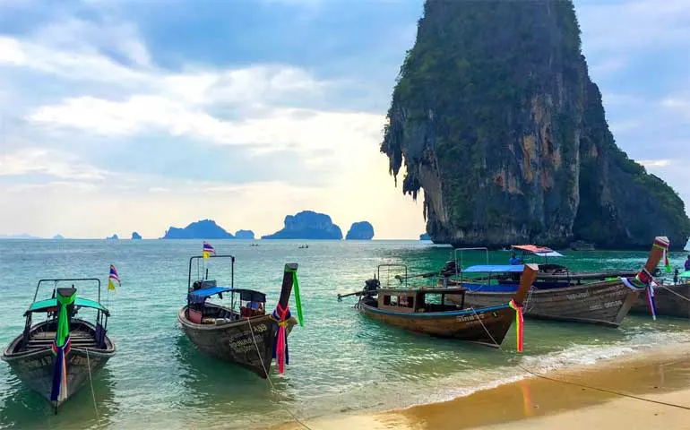 Ao Nang, Thailand boats along the shore