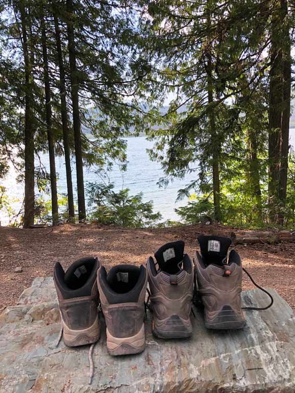 hiking boots in glacier national park