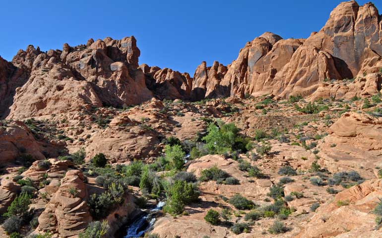 view of the upper falls with Utah's slick rock