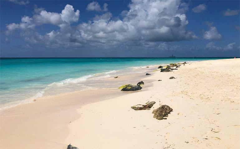 pristine sand in the caribbean