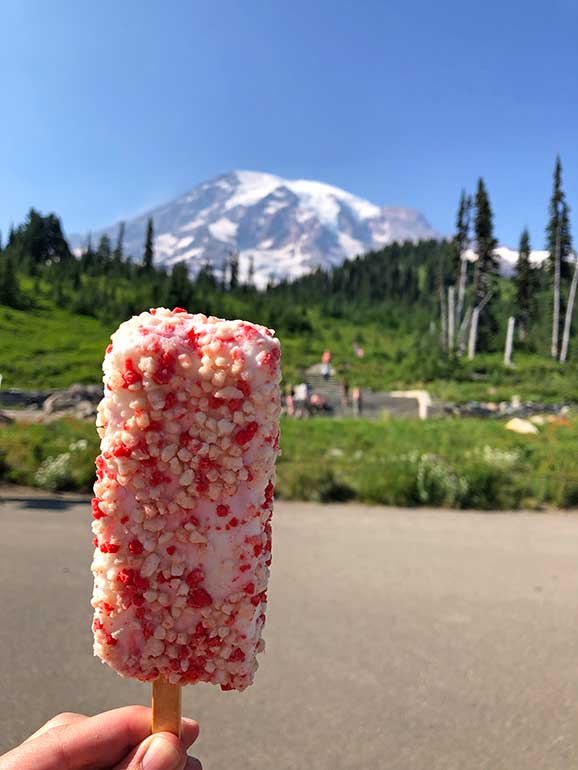 ice cream bar with mountain in background