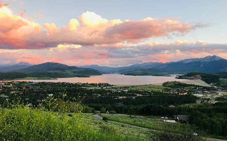 pink mountain sunset