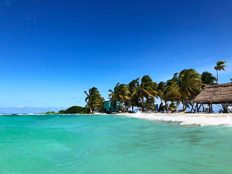 Laughing Bird Caye from the sea