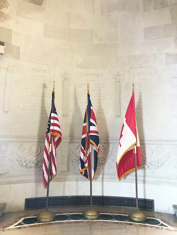 flags at Perry's victory and international peace memorail