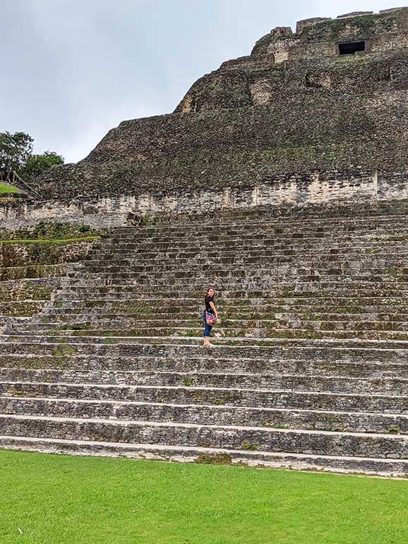 climbing the pyramid belize