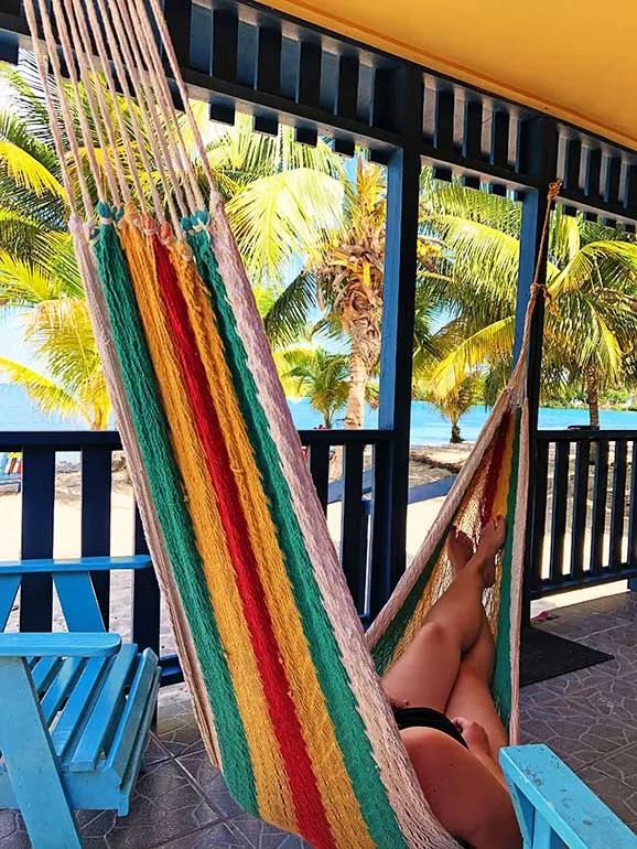 lounging on a hammock