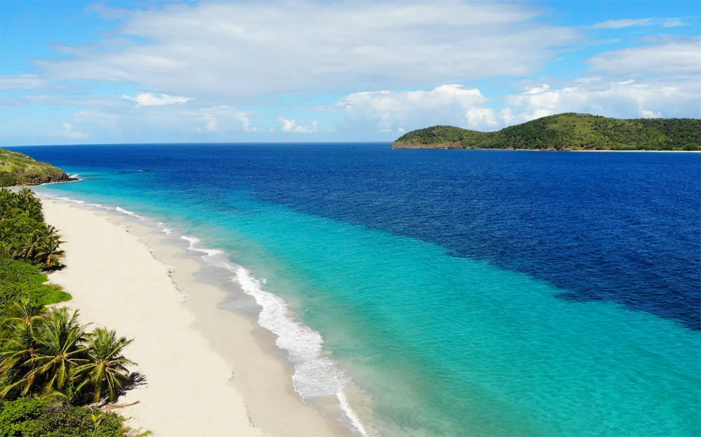 culebra Puerto Rico aerial shot of white beach and caribbean water