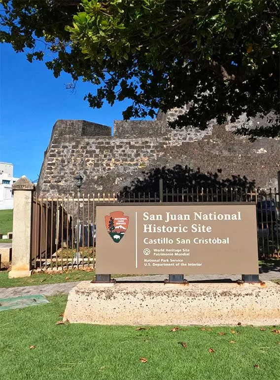 NPS sign: San Juan National Historic Site Castillo San Cristóbal