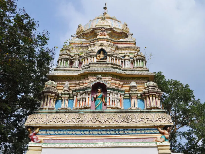 culture in India picture of temple top with lots of detail and color