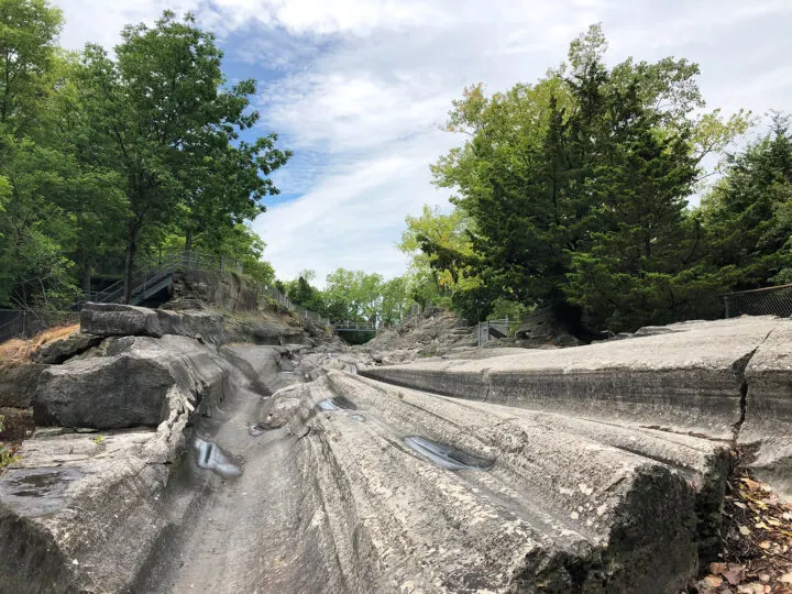 glacial groves of rock with trees on Kelleys island ohio
