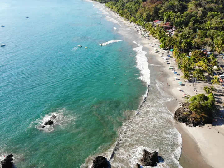 Manuel Antonio Costa Rica beach from above with teal water Christmas vacation ideas
