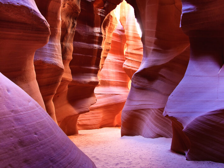 best adventure vacations in the US view of antelope canyon deep red and orange sandstone canyon walkway