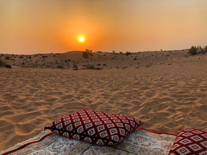 best places to visit in January for sun view of the desert with pillow sand at sunset