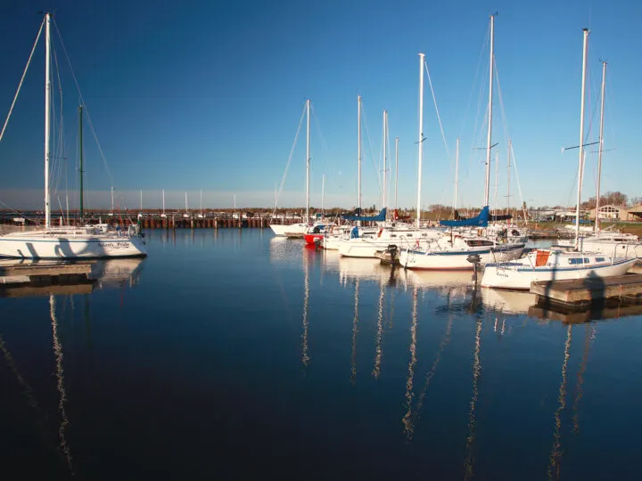 boats at harbor in Gimli manitoba