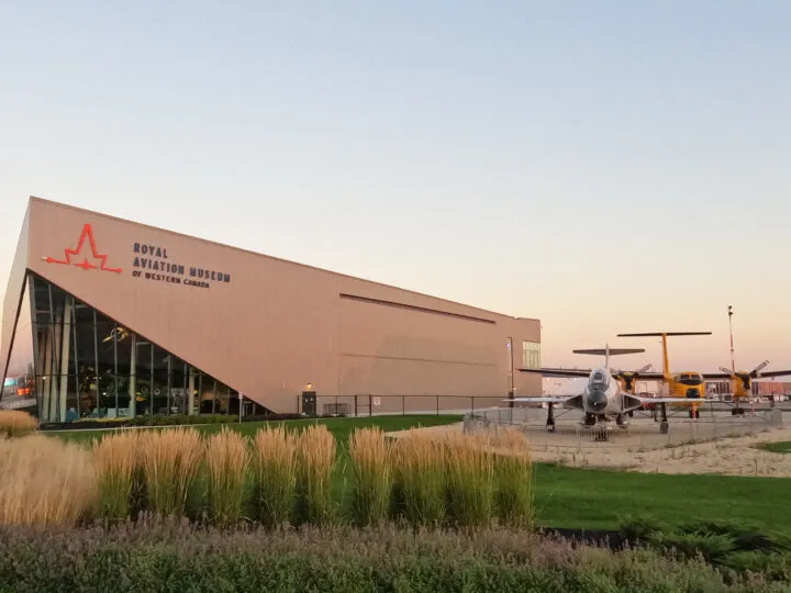 royal aviation museum of western canada building with planes next to it