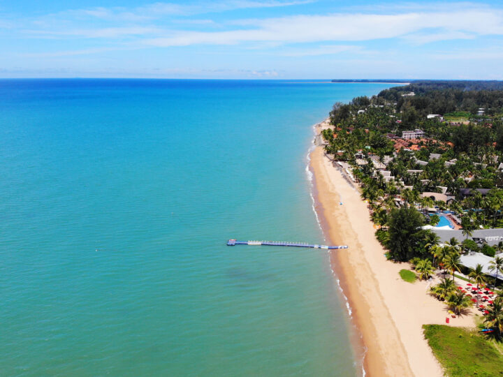 khao lak phang nga thailand things to do aerial view of beach blue water and resorts
