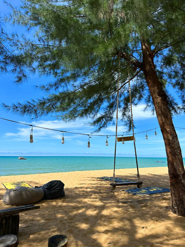khao lak hotels beachfront view of swing on tree and seating