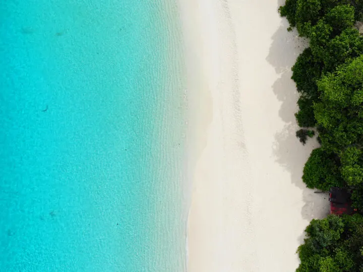 Similan Islands thailand view of beach teal water white sand trees