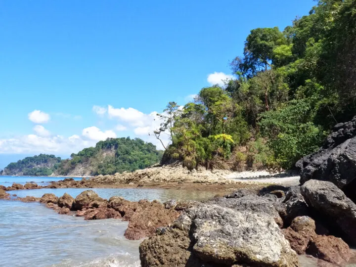 rocky beach in Costa Rica with rugged coastline