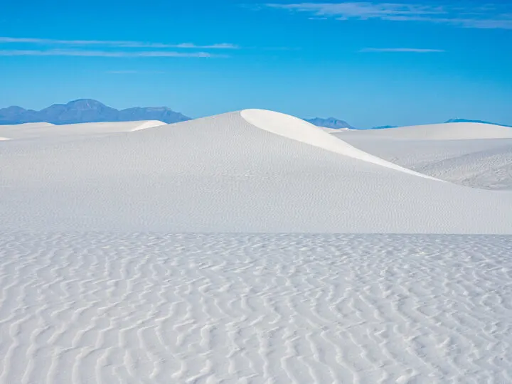 white sands national park New Mexico winter vacations usa view of white sand dunes blue sky