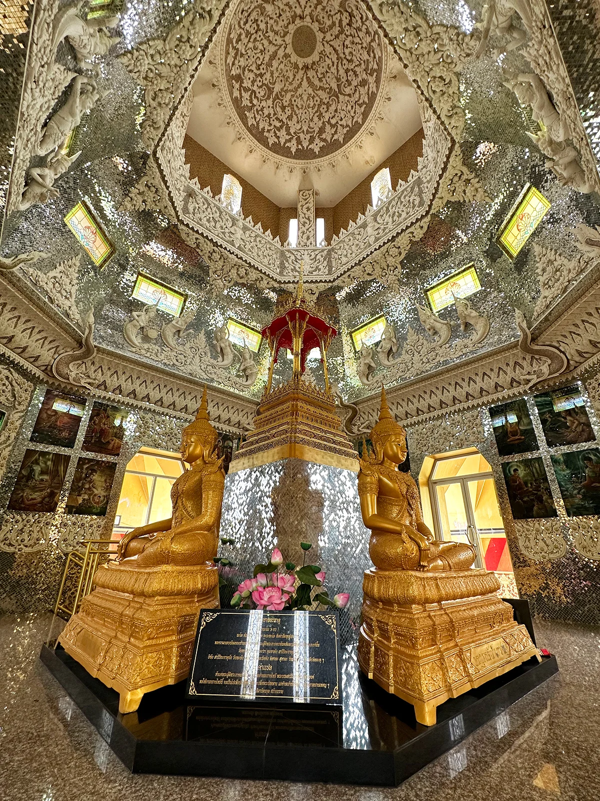 view of interior Buddhist temple with detailed tile work