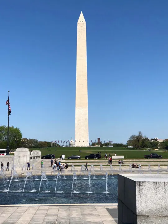 Washington monument with water feature and giant stone pillar best family destinations for spring break 