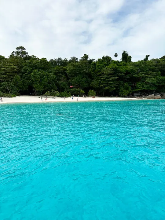 thailand similan islands view of teal Andaman sea with island shore