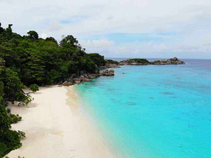 similan national park thailand view of princess beach white sand teal water and coast