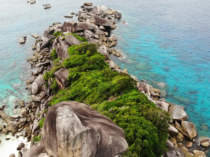 similan islands sail rock viewpoint thailand rocky coastline and water looking down