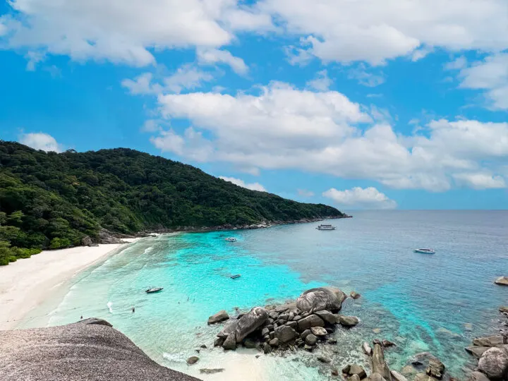 Koh Similan view of rocky overlook beach and water below