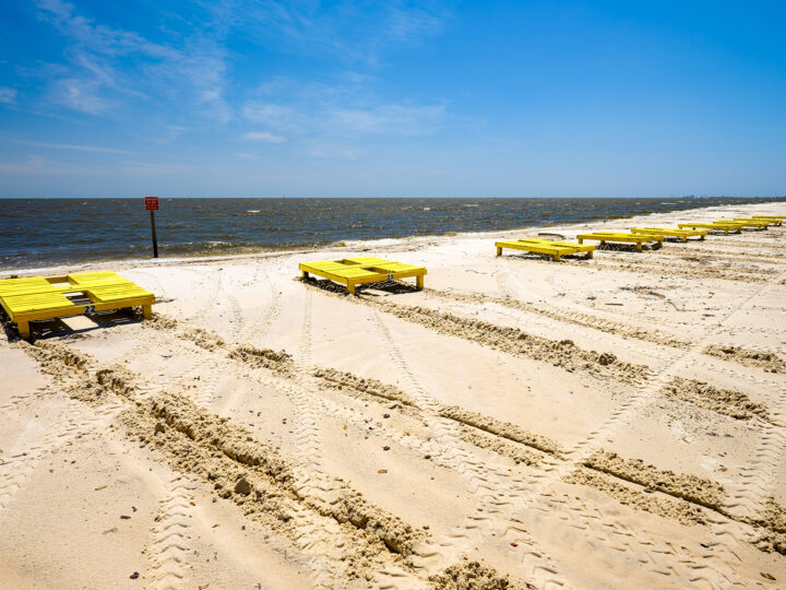 gulfport mississippi yellow sand boxes on beach