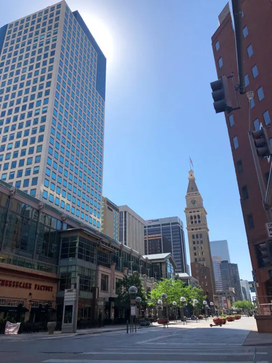 downtown denver buildings with clock tower