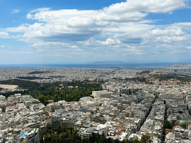 view of city from Lycabettus Hill during Athens 2 day itinerary