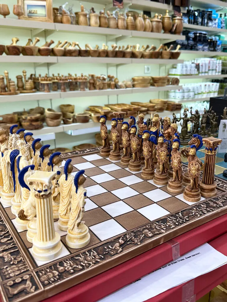 picture of chess board with greek statues at shop how long to spend in athens