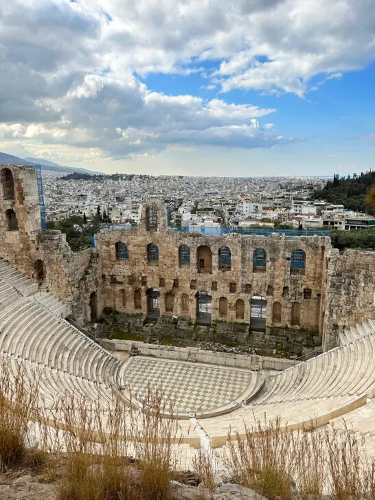 stadium from above with city in distance at the acropolis